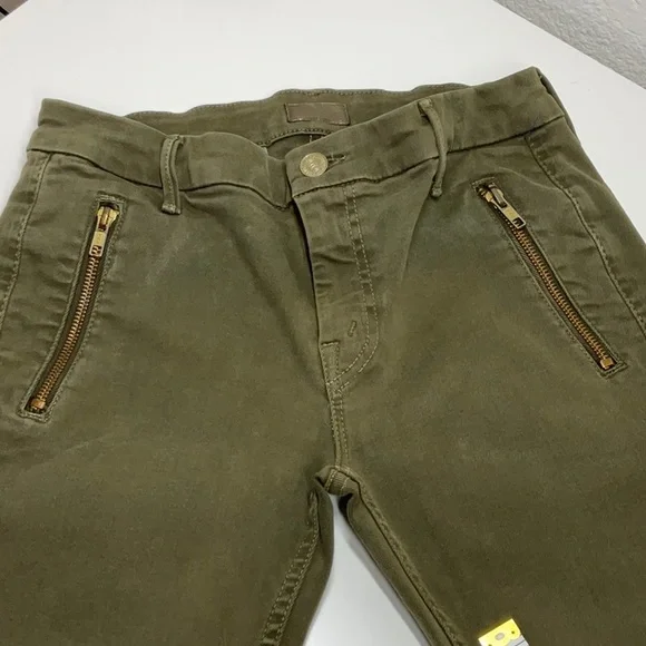 MOTHER Crop Zip Muse Mid Rise Skinny Olive Green Size: 26 - Picture 5 of 12